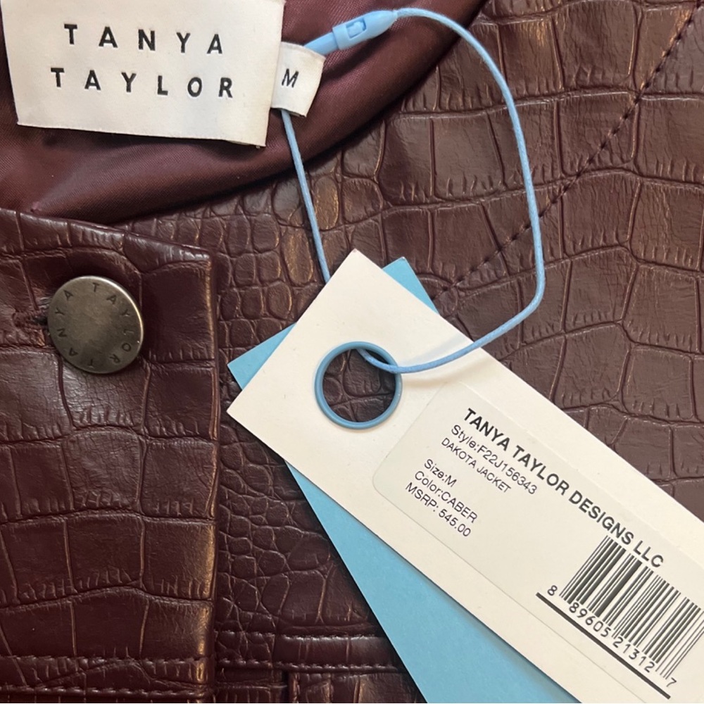 Tanya Taylor Croc Embossed Leather Jacket - Picture 4 of 6